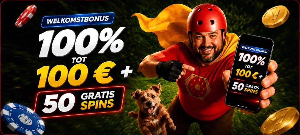VegasHero App: 100 % tot 100 &euro; + 50 free spins